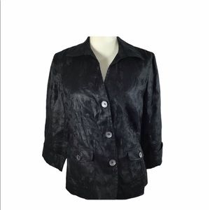 Jones New York Black Jacquard Linen Jacket Size 8